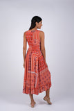225030 Red Wanderlust Blockprint Maxi Dress
