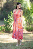 225030 Red Wanderlust Blockprint Maxi Dress