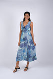 225036 Enchanting Blue Meadow Summer Maxi Dress