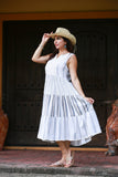 225116 Ethereal Stripes Tiered Boho Summer Dress