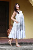 225116 Ethereal Stripes Tiered Boho Summer Dress