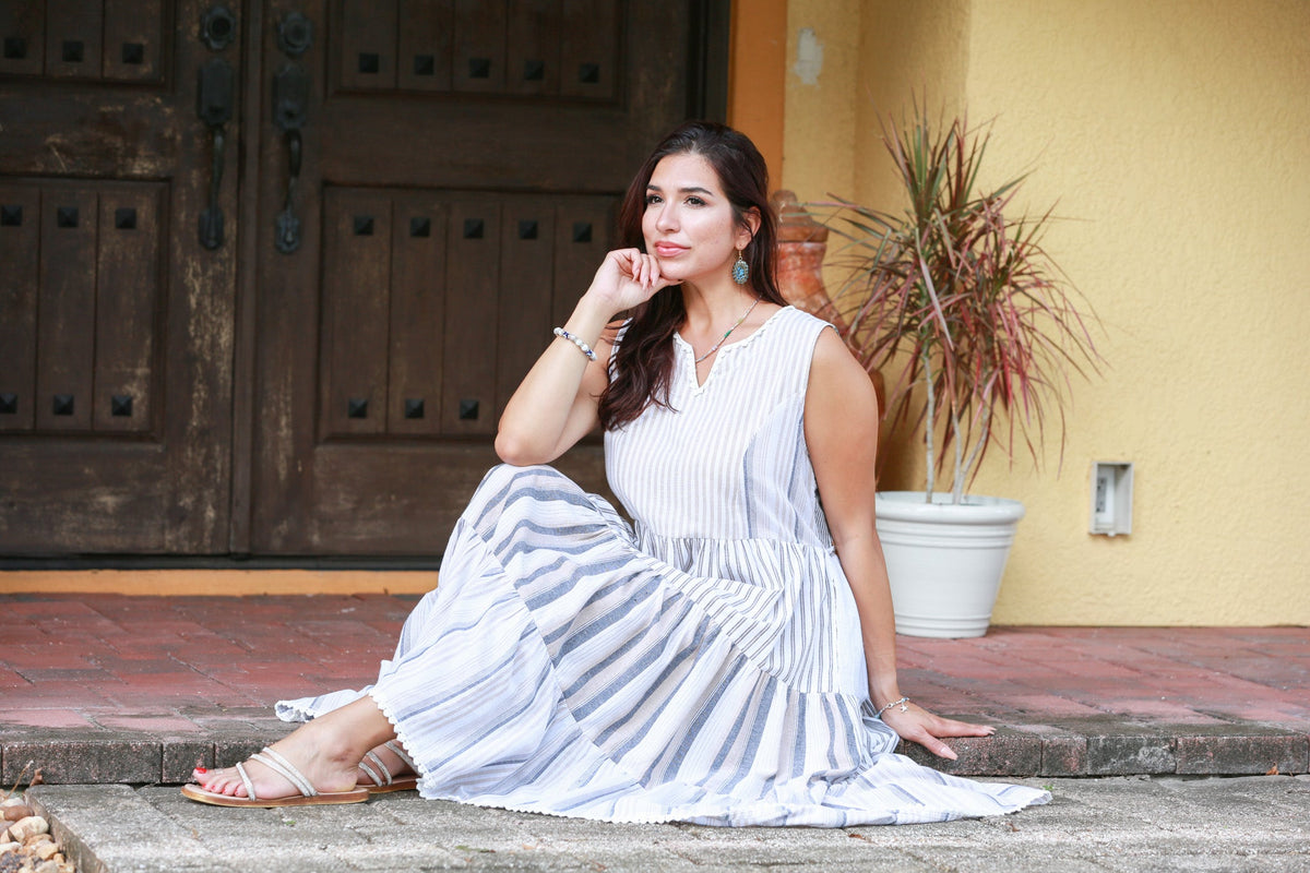 225116 Ethereal Stripes Tiered Boho Summer Dress – Sacred Threads, Inc