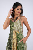 225124 Jungle Dreams Patchwork Maxi Dress with Buttons