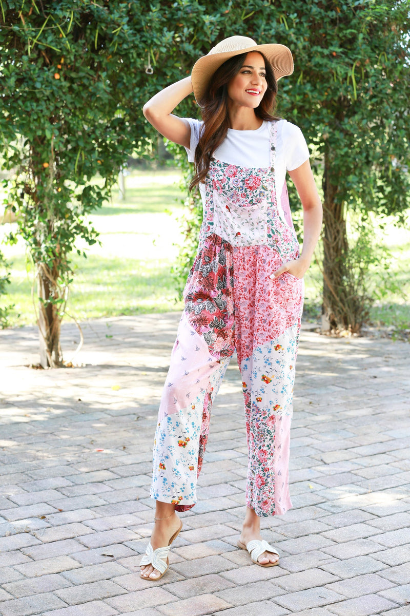 225165 Petal Harmony Patchwork Chic Overalls – Sacred Threads, Inc