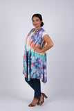225316 Trendy Tie Dye Sleeveless Cardigan
