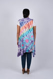 225316 Trendy Tie Dye Sleeveless Cardigan