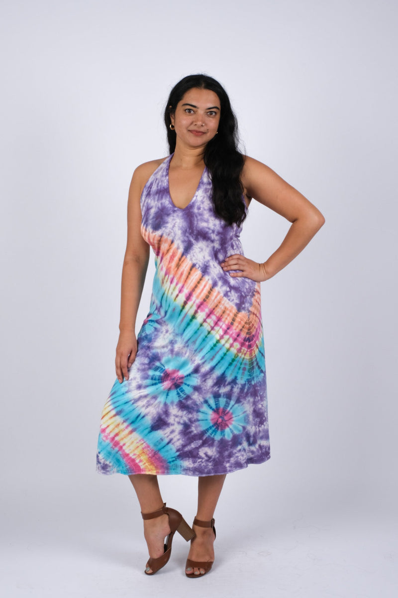 225318 Colorful Tie Dye Halter Neck Dress Sacred Threads, Inc 225318 Colorful Tie Dye Halter Neck Dress Sacred Threads, Inc
