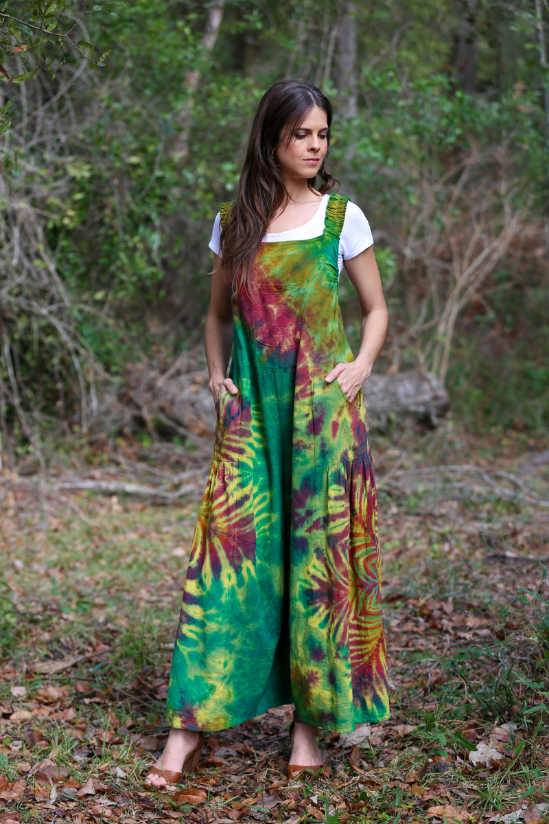 226227 Cotton Adjustable Tie-Dye Overall (Jade Green) – Sacred
