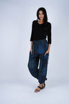 224554 Patchwork Stone-Washed Cotton Palazzo Pants