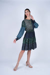 224645 Patchwork Smocked Rayon Dress