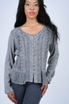 224652 Embroidered Button-Front Rayon Top