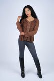 224652 Embroidered Button-Front Rayon Top