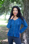224652 Embroidered Button-Front Rayon Top