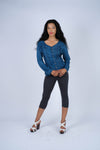 224652 Embroidered Button-Front Rayon Top