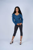 224652 Embroidered Button-Front Rayon Top