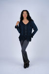 224653 Embroidered Peplum Rayon Top