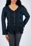 224653 Embroidered Peplum Rayon Top