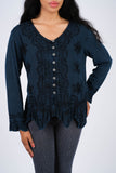 224653 Embroidered Peplum Rayon Top