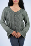 224653 Embroidered Peplum Rayon Top