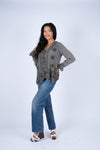 224653 Embroidered Peplum Rayon Top