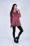 224654 Embroidered A-Line Rayon Top