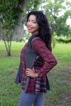 224657 Patchwork Plaid Cotton Cardigan