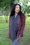 224657 Patchwork Plaid Cotton Cardigan