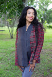 224657 Patchwork Plaid Cotton Cardigan