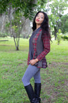 224657 Patchwork Plaid Cotton Cardigan