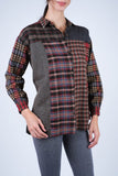 224658 Patchwork Plaid Cotton Shirt