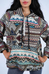 224664 Tribal Print Cotton Hoodie