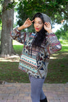224664 Tribal Print Cotton Hoodie