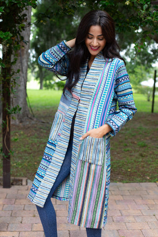 224665 Multicolor Striped Cotton Jacket – Sacred Threads, Inc