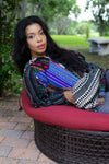 224668 Multicolor Striped Patchwork Cotton Hoodie