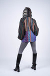 224668 Multicolor Striped Patchwork Cotton Hoodie
