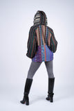 224668 Multicolor Striped Patchwork Cotton Hoodie
