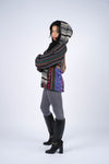 224668 Multicolor Striped Patchwork Cotton Hoodie