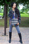 224668 Multicolor Striped Patchwork Cotton Hoodie