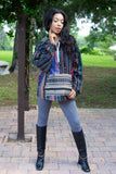 224668 Multicolor Striped Patchwork Cotton Hoodie