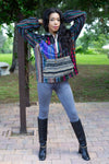 224668 Multicolor Striped Patchwork Cotton Hoodie