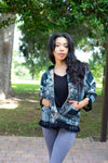 224669 Tassel Trim Patchwork Cotton Jacket