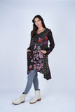224672 Noir Floral Patchwork Rayon Dress