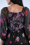 224679 Floral Noir Collection Tiered Midi Dress