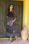 224679 Floral Noir Collection Tiered Midi Dress