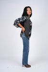 224681 Midnight Bloom Rayon Crepe Patchwork Top