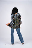 224681 Midnight Bloom Rayon Crepe Patchwork Top