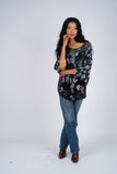 224681 Midnight Bloom Rayon Crepe Patchwork Top