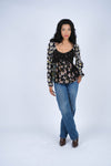 224686 Midnight Bloom Rayon Crepe Babydoll Top