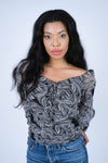 224694 Imperial Chiffon Paisley Ruched Blouse