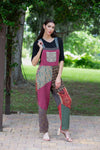 224701XXL Collage Cotton Patchwork Overalls